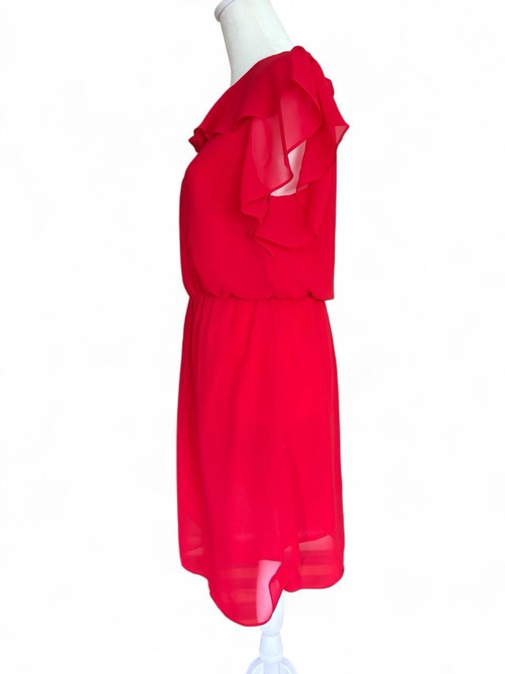 H&M Bright Red Ruffle Midi Dress - Picture 3 of 5